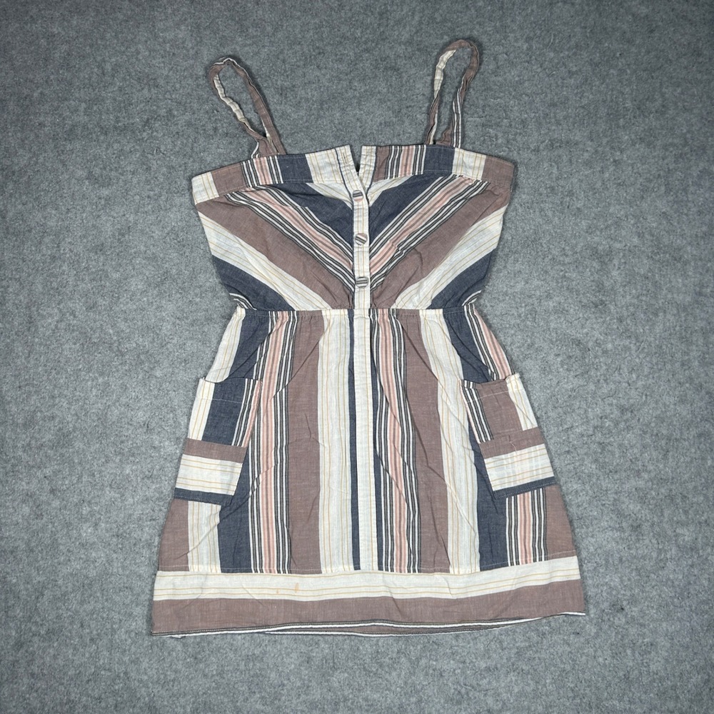Kimchi Blue Dress Womens M Brown Striped‎ Boho Coastal Summer Mini Sun Dress